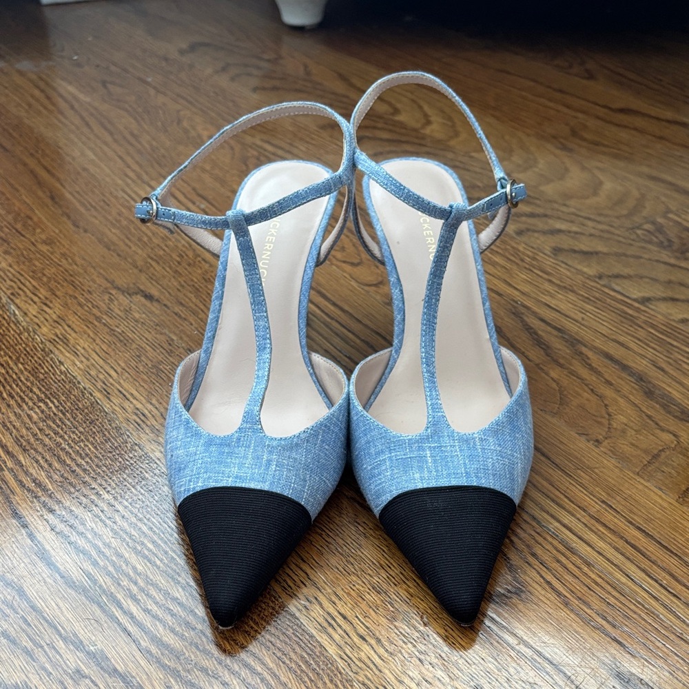 Tuckernuck Denim and Black Pointed Heels